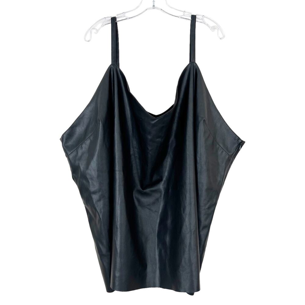 Universal Standard Black Faux Leather Tank Top Sz 3XL